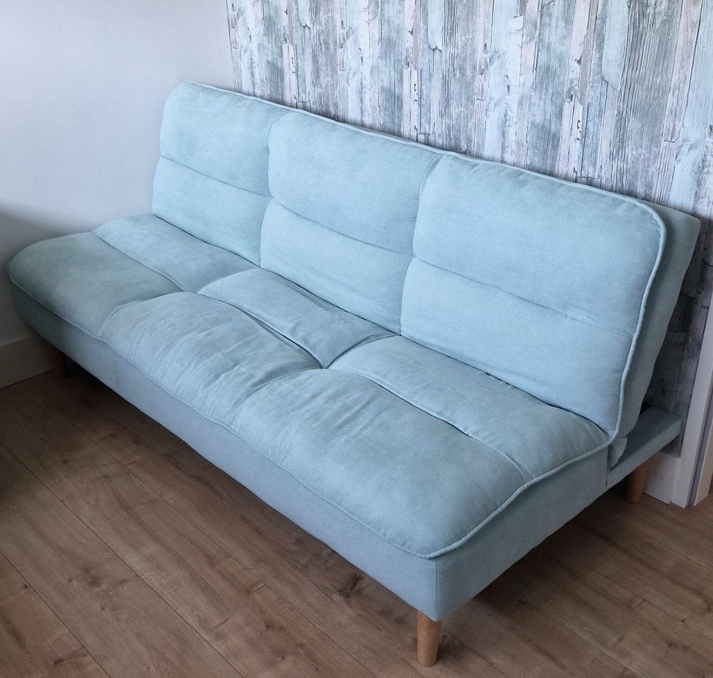 3-zits slaapbank lichtgroen met verstelbare rugleuning, Ophalen, 90 cm, Tweepersoons, 190 cm of minder