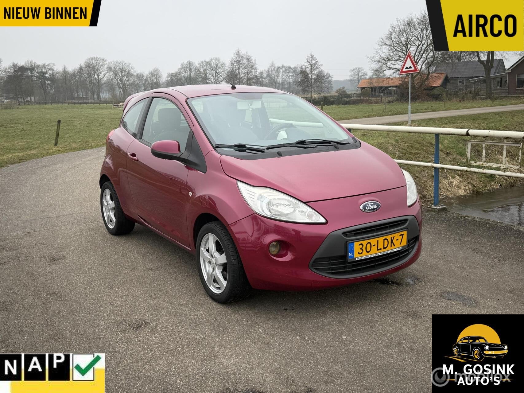 Nette Ford Ka 1.2 Titanium Airco Apk 18-03-2027, Auto's, Voorwielaandrijving, Gebruikt, 1242 cc, 4 stoelen