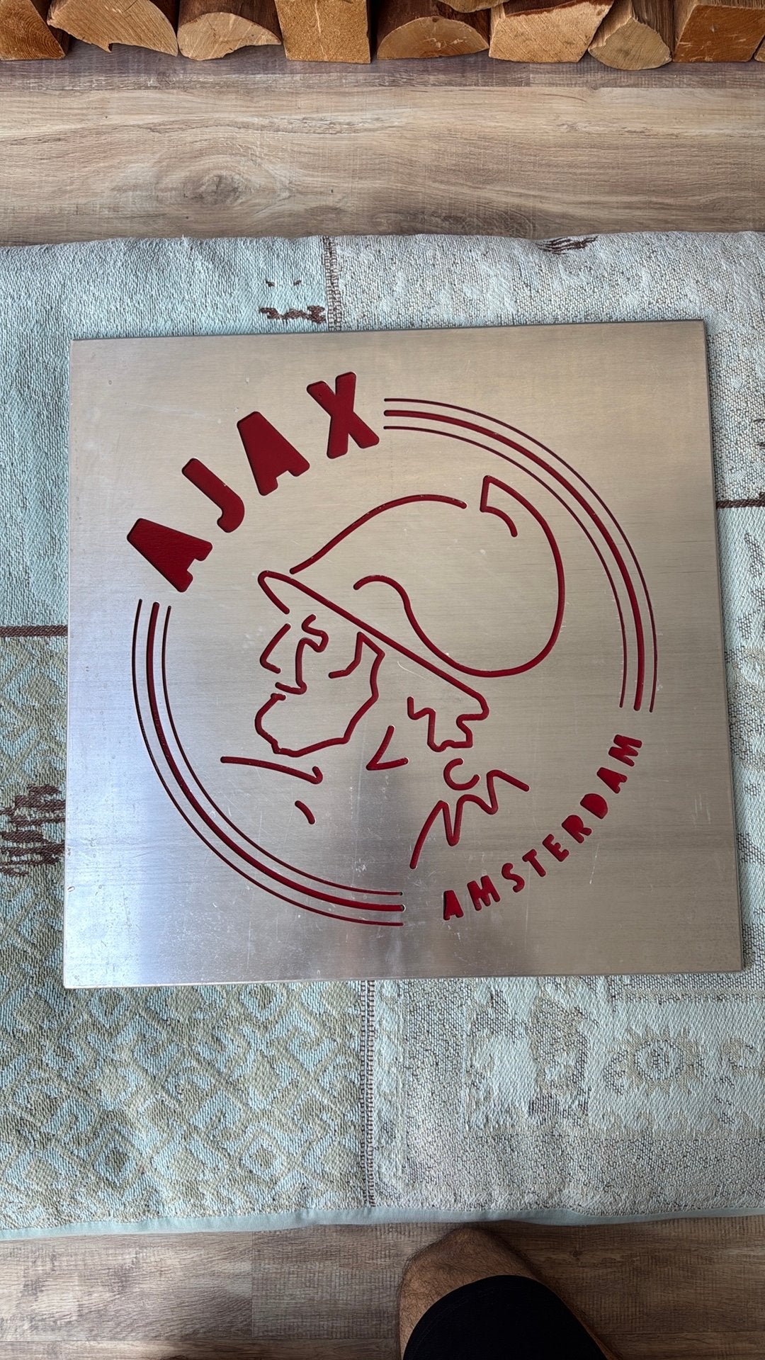 Uniek Ajax Amsterdam metalen wandbord  – wanddecoratie, Ophalen, Gebruikt, Ajax, Overige typen