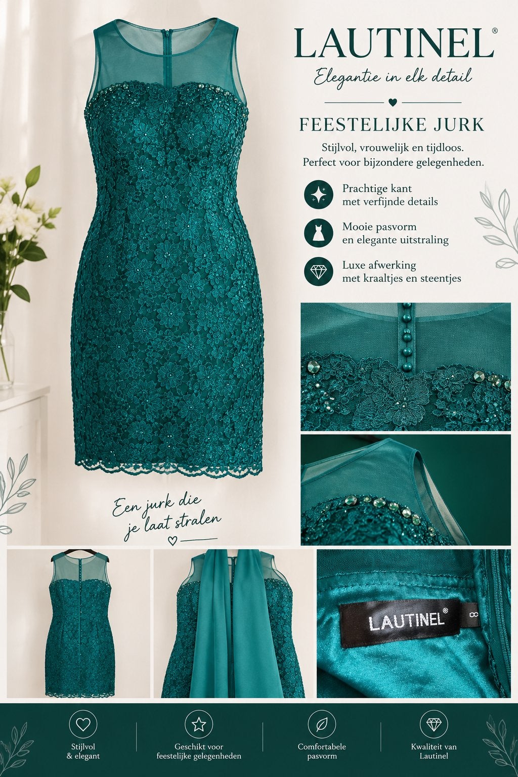 Lautinel feestjurk, Ophalen of Verzenden, Zo goed als nieuw, Blauw, Galajurk
