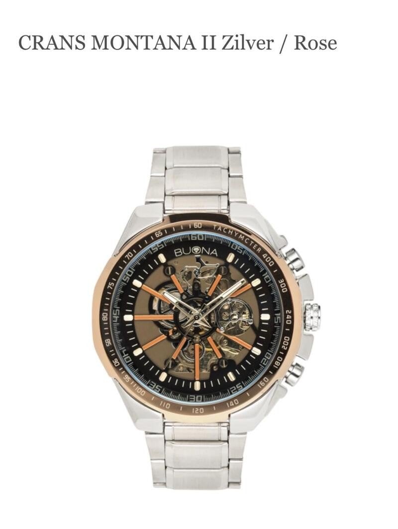 Buona Crans Montana II Zilver/Rosé Automatisch Herenhorloge, Ophalen of Verzenden, Nieuw, Polshorloge, Overige merken