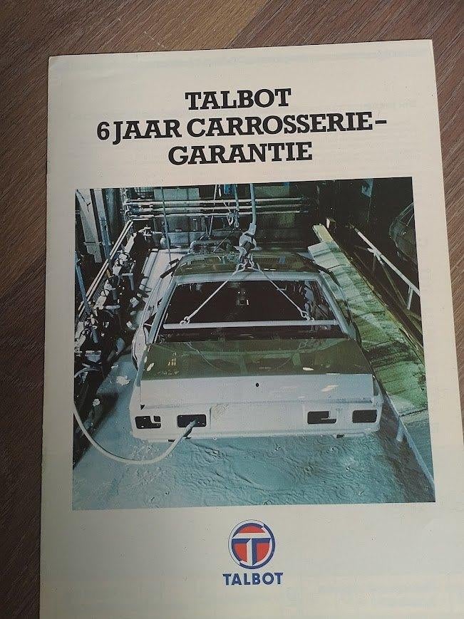 Talbot Simca carrosserie behandeling garantie folder 1980, Ophalen of Verzenden, Nieuw, Overige merken