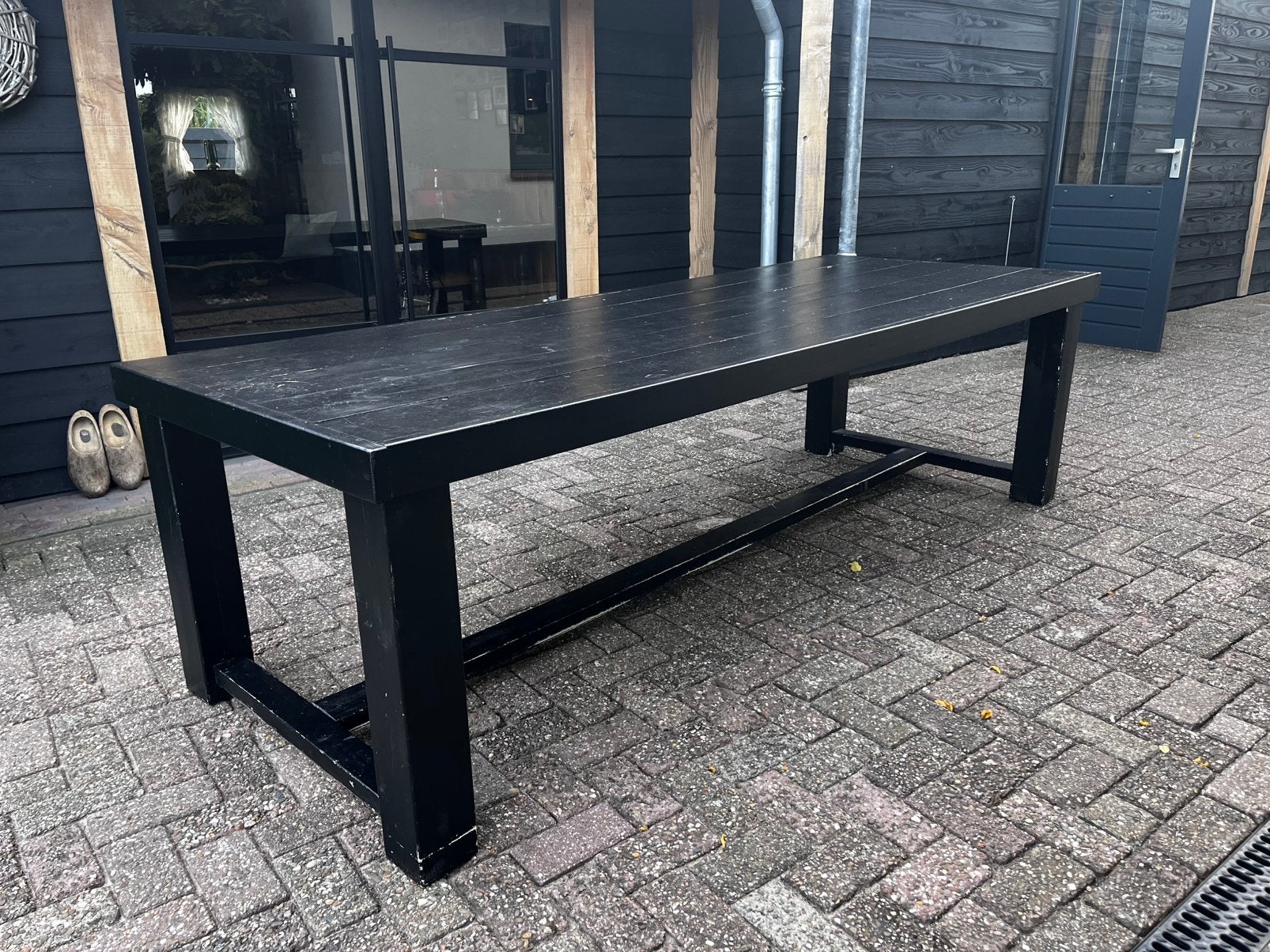 Zwarte eettafel van hout, Ophalen, Gebruikt, 200 cm of meer, 50 tot 100 cm