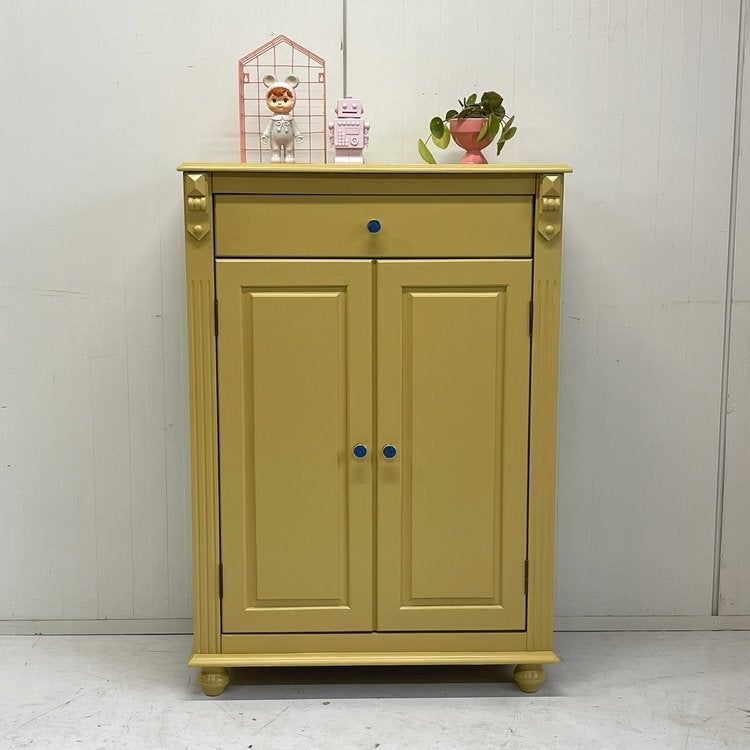 Restyle meidenkast kinderkamer opbergkast living okergeel, Ophalen, Kast, Onbekend, 105 cm of meer