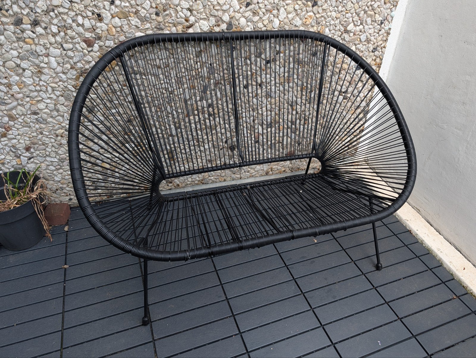 Zwarte Acapulco bank - Tuinbank of binnenbank, Ophalen, 50 tot 75 cm, 100 tot 125 cm, Metaal