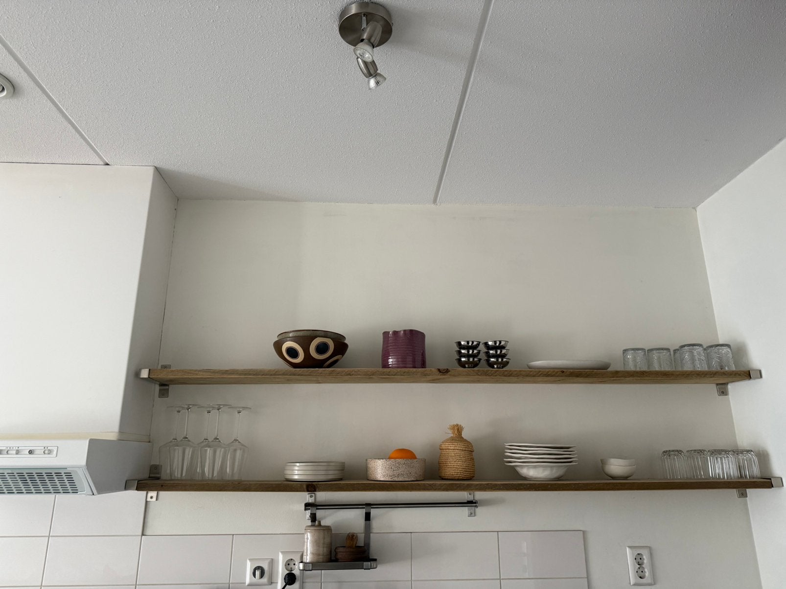 Steigerhouten wandplanken met rvs dragers, Huis en Inrichting, Ophalen, Zo goed als nieuw
