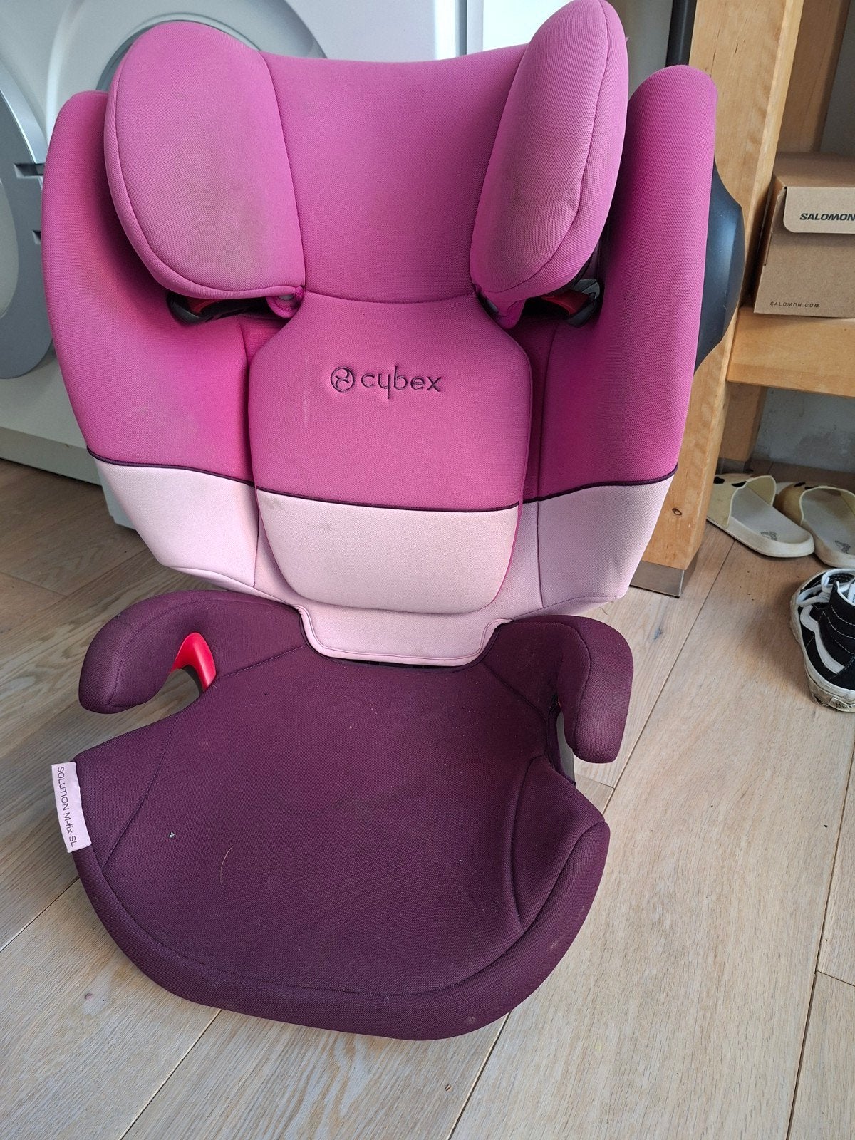 Cybex Solution M-fix autostoel - roze/paars, Autogordel of Isofix, Gebruikt, Zijbescherming, Ophalen