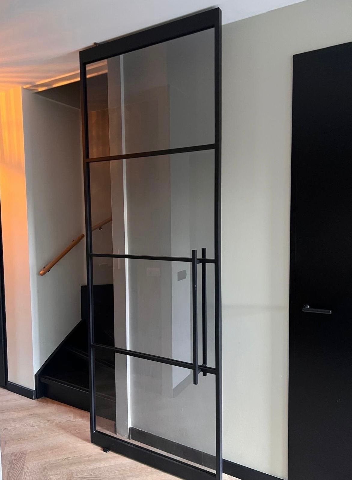 Nieuwe Raffiro stalen taatsdeur  met glas, zwart gecoat, Ophalen, 80 tot 100 cm, 215 cm of meer, Binnendeur