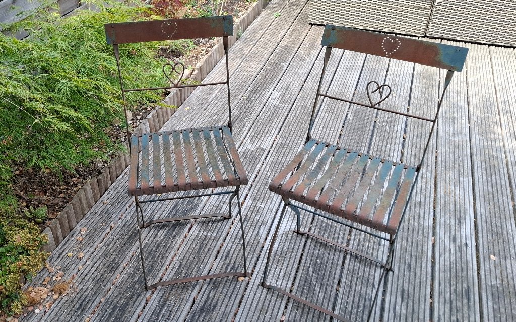 Brocante   2 Decoratie tuinstoeltjes, Antiek en Kunst, Curiosa en Brocante, Ophalen