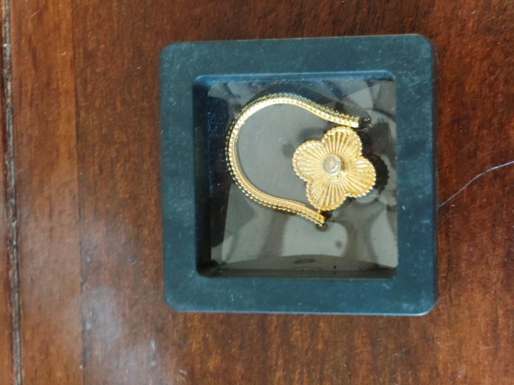 Gouden Oorclip met Klaver Design, Ophalen of Verzenden, Nieuw, Roze, Overige materialen