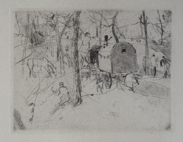 Rudolf Grossmann droge naald "Geanimeerd Landschap", 1909, Ophalen, Dagelijks leven, Overige technieken, Origineel