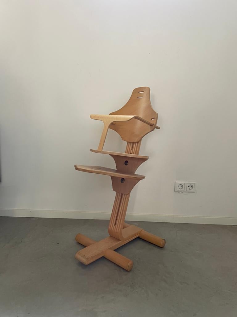 Rybo design kinderstoel / vintage plywood, Ophalen, Zo goed als nieuw, Meegroeistoel
