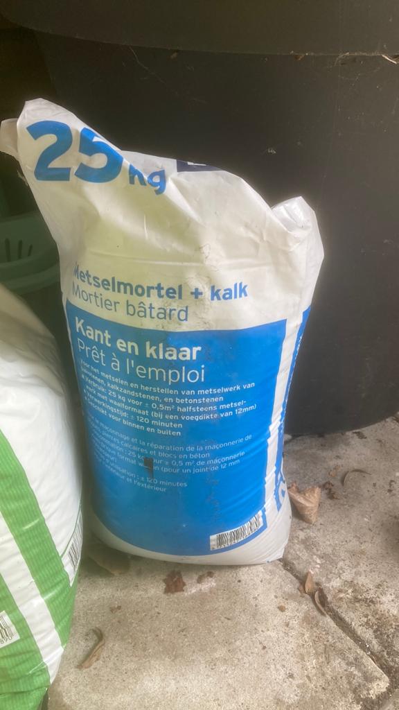 Open zak Metselmortel + kalk 25 kg - Kant en klaar, Ophalen, Gebruikt, Overige typen