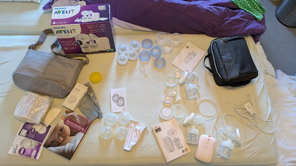 Philips Avent dubbele elektrische kolf, handkolf en extra's, Gebruikt, Borstkolf, Automatisch, Philips Avent
