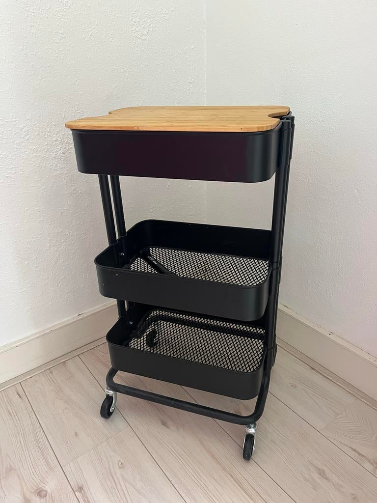 IKEA RÅSKOG / NORRÅVA trolley met deksel, zwart, Ophalen of Verzenden, Zo goed als nieuw