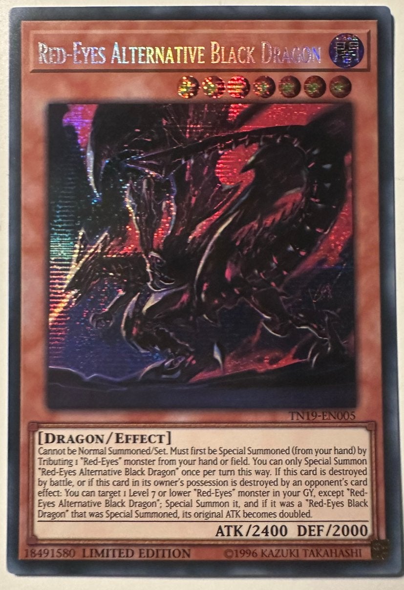 Yu-Gi-Oh! Red-Eyes Alternative Dragon TN19 Limited Promo !, Ophalen of Verzenden, Zo goed als nieuw, Losse kaart, Foil