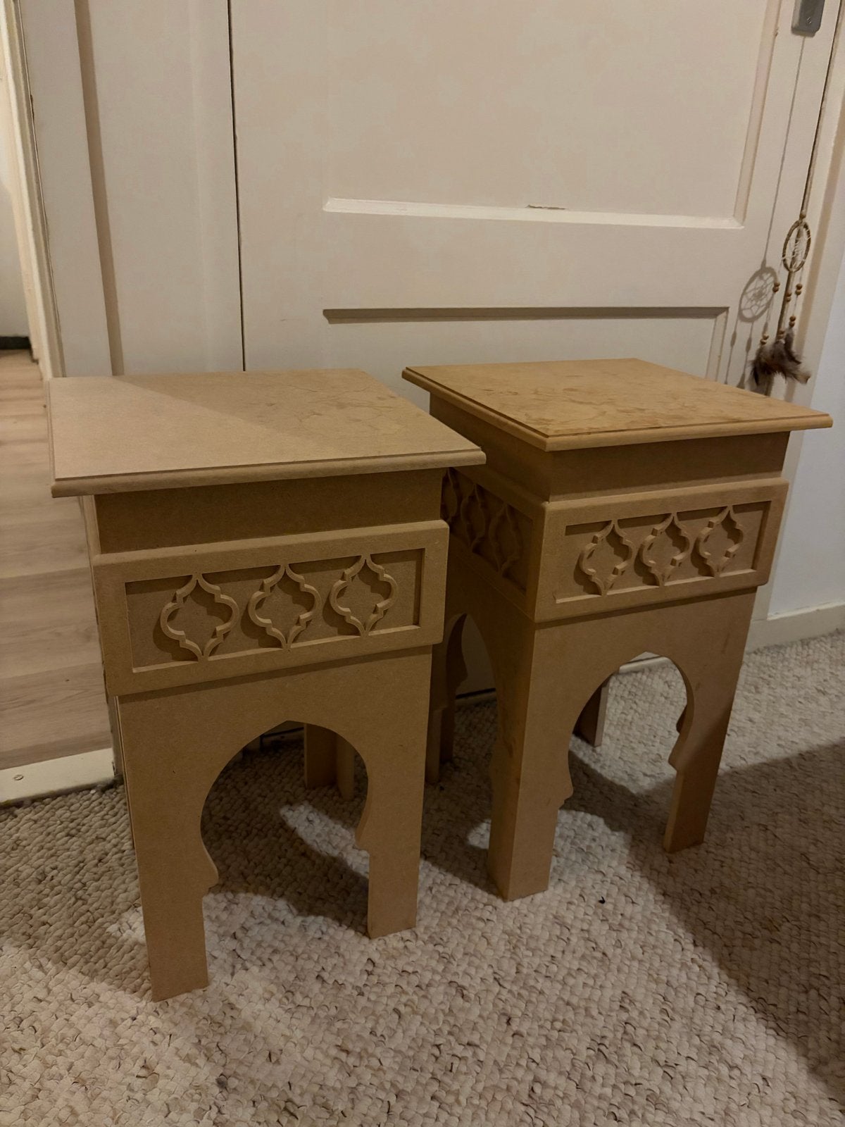 Oosterse bijzettafels - zelfgemaakt, Minder dan 55 cm, Gebruikt, Vierkant, Hout
