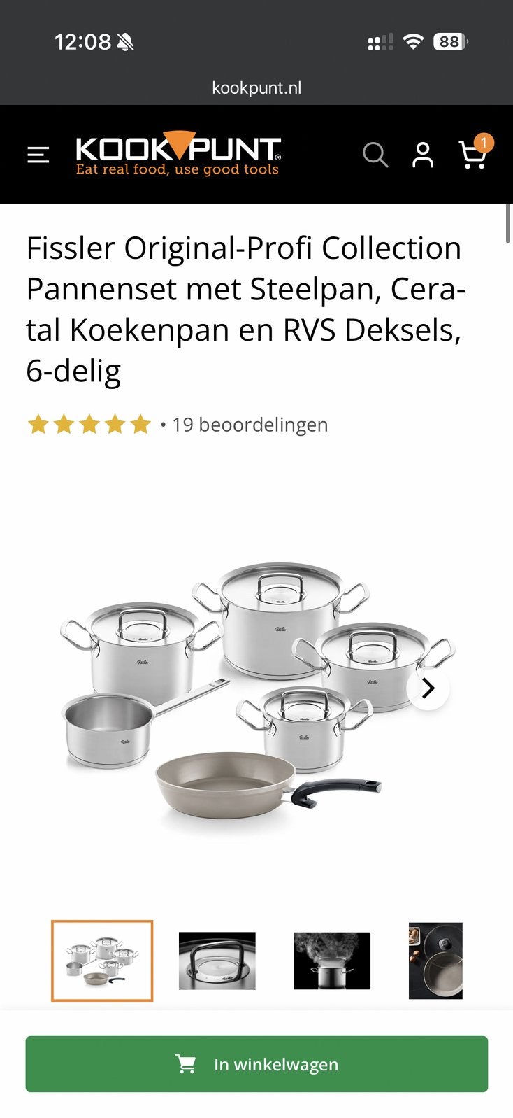 Fissler Original-Profi Collection Pannenset , 6-delig, Inductieplaat, Pannenset, Ophalen of Verzenden, Zo goed als nieuw
