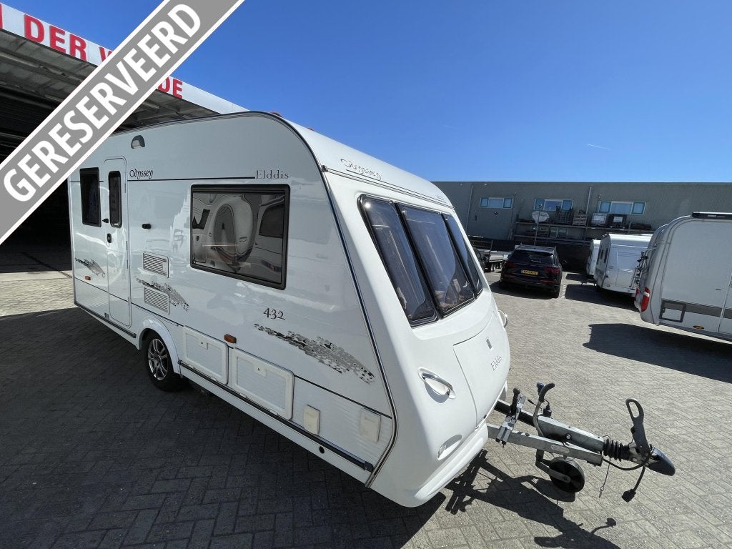 Elddis Odyssey 432 Aparte bedden xxl badkam., Caravans en Kamperen, Caravans, Standaardzit, Elddis, Tot en met 2, Bedrijf