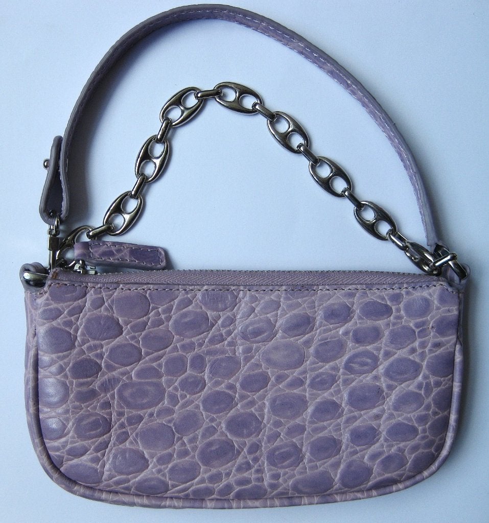 By Far Tas Mini Rachel Leer (Krokodilleneffect) Z.G.A.N, Ophalen of Verzenden, Zo goed als nieuw, Paars, Handtas