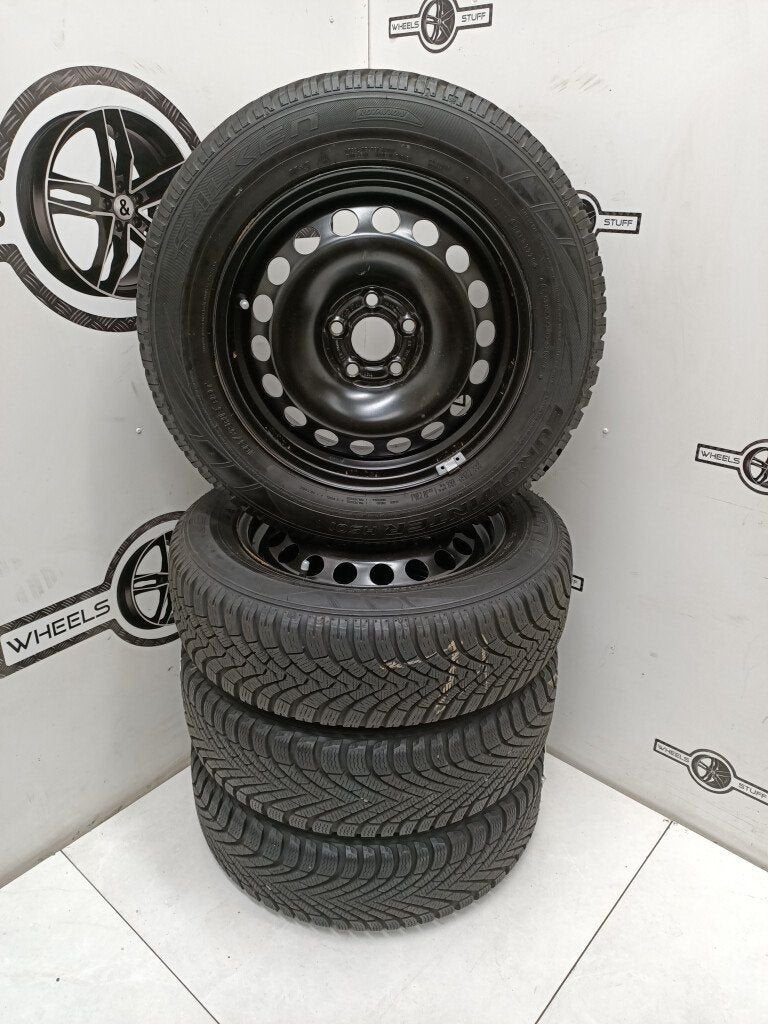 VW Polo 2G staal velgen 15"inch winterbanden 5x100, Ophalen, Gebruikt, 15 inch, Banden en Velgen