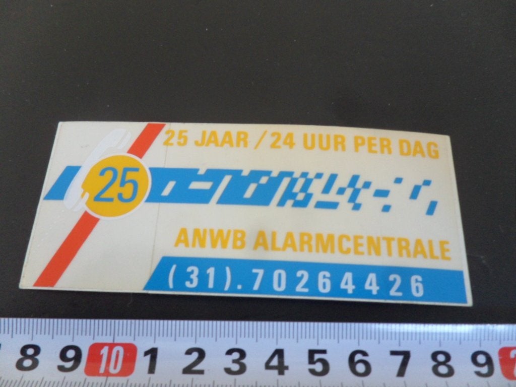 sticker Transparant ANWB alarmcentrale 25 jaar 24 uur per, Ophalen of Verzenden, Zo goed als nieuw