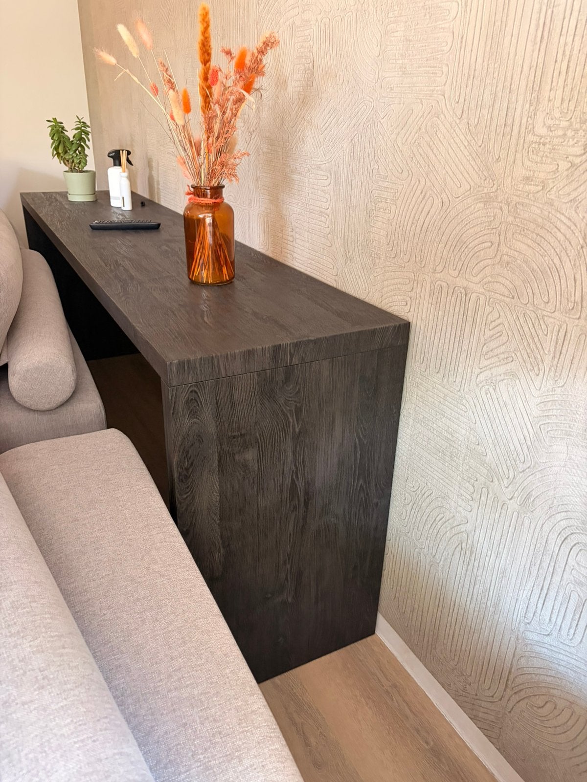 Sidetable donkerbruin Woood, Ophalen, Zo goed als nieuw, 25 tot 50 cm, Rechthoekig