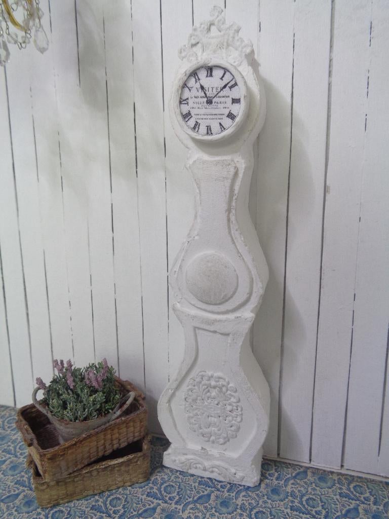 Brocante witte Mora klok , Poppenhuis 1:12 (FotoNr F44), Ophalen of Verzenden, Nieuw, Poppenhuis