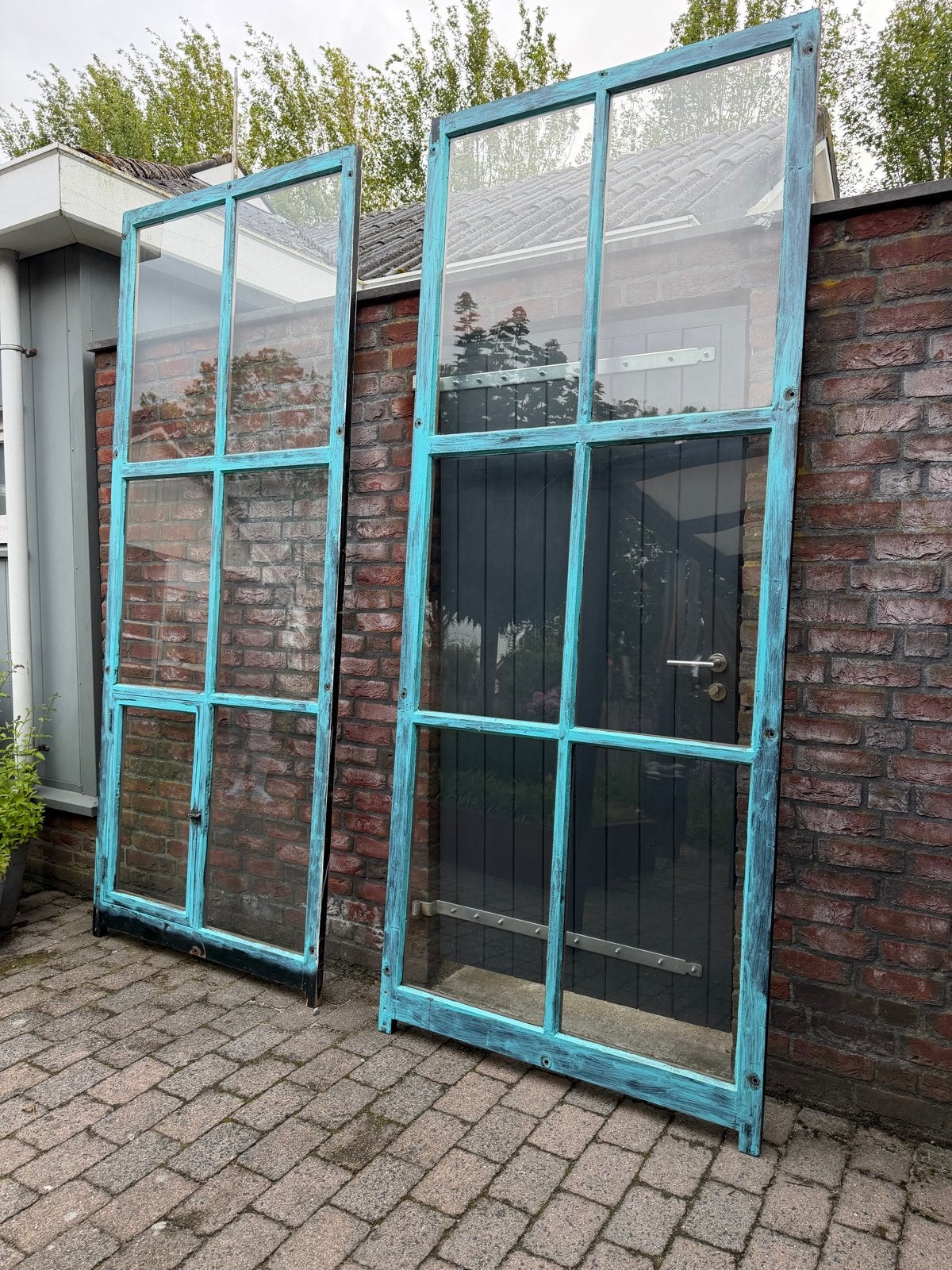 Vintage Voorzetramen 280cm Enkel Glas, Doe-het-zelf en Verbouw, Glas en Ramen, Ophalen, Gevelraam of Ruit, Gebruikt, 80 tot 120 cm