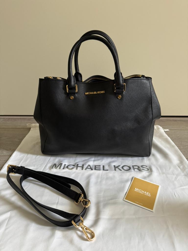Michael Kors Sutton Large Satchel handtas zwart met dustbag, Ophalen of Verzenden, Gebruikt, Zwart, Handtas