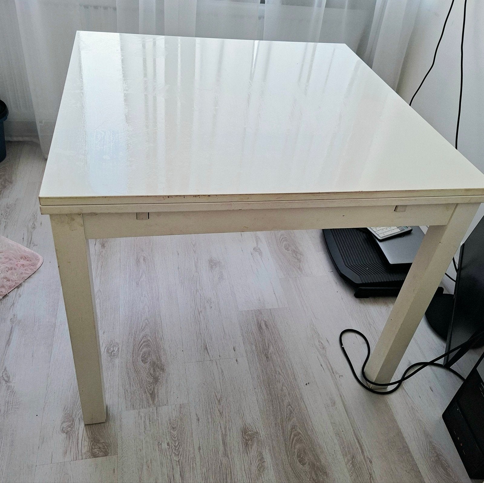 Houten tafel 90x90/170x90cm - verlengbaar - 4 tot 6 pers, Huis en Inrichting, Ophalen, Gebruikt, 50 tot 100 cm, Vijf personen of meer