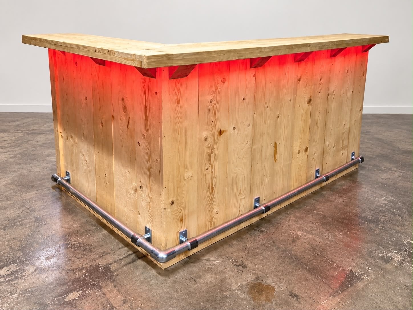 Houten bar met steigerbuis en LED-verlichting, Ophalen of Verzenden, Zo goed als nieuw