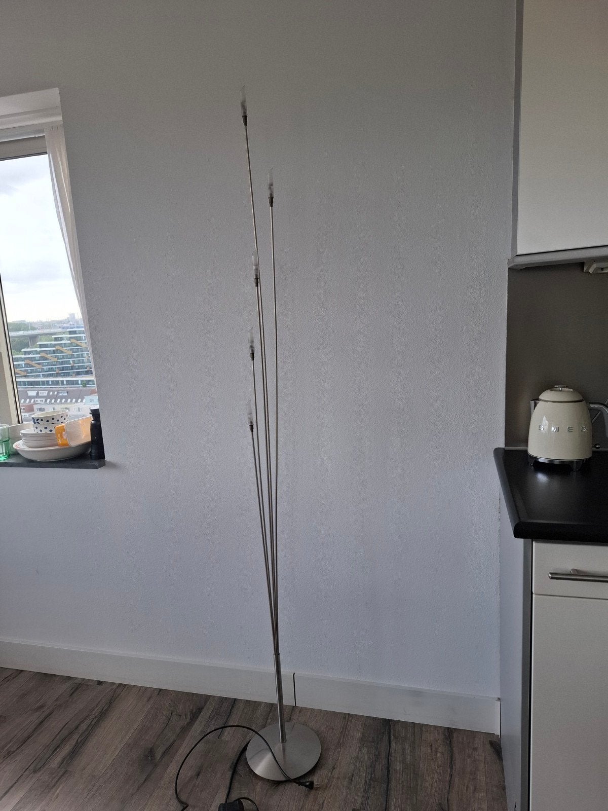 Design RVS Vloerlamp Harco Loor, Ophalen, Zo goed als nieuw, Metaal, 150 tot 200 cm