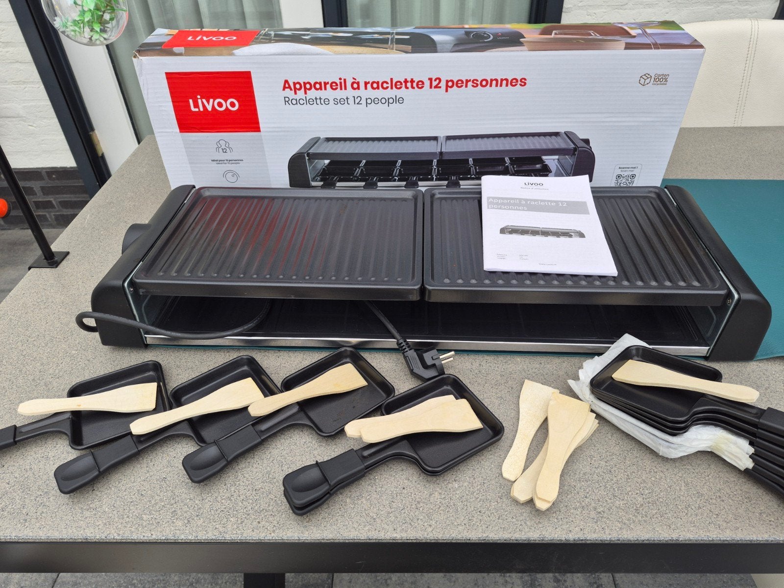 Livoo Raclette set 12 personen - Nieuw in doos, Witgoed en Apparatuur, Ophalen of Verzenden, Nieuw, 8 personen of meer