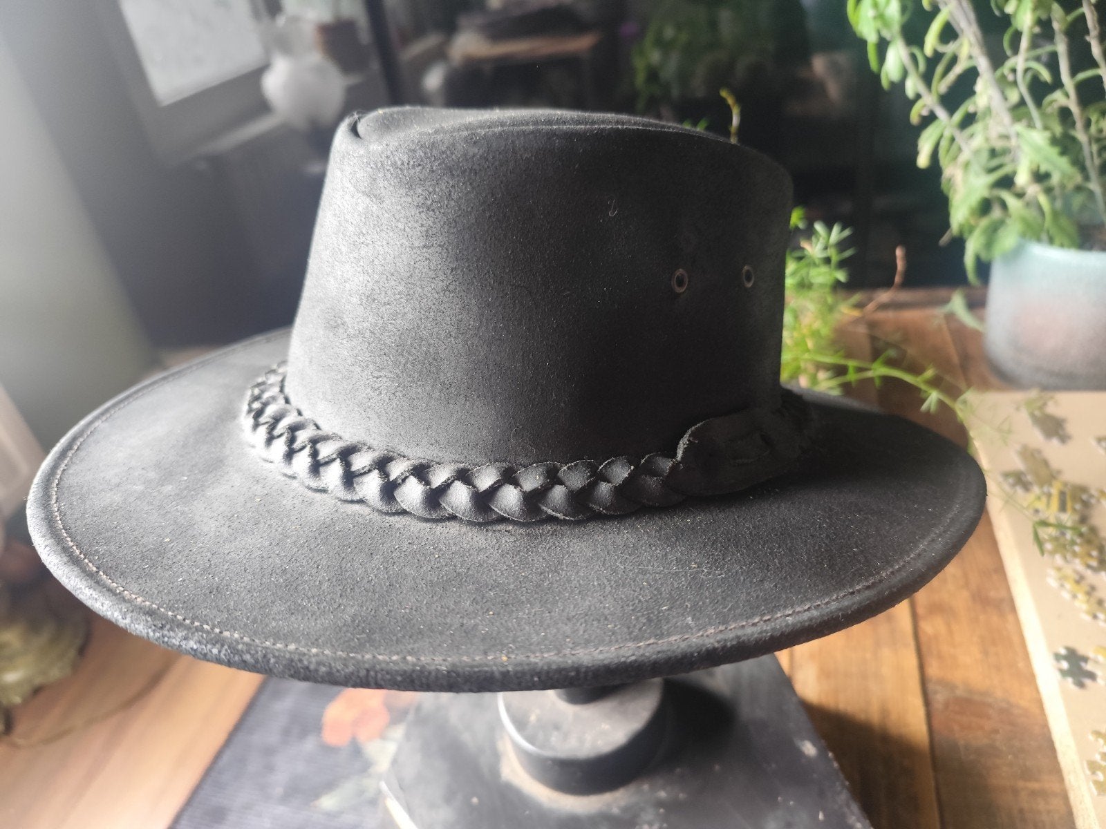 Bush-Skins Australia Leren Western Hoed - Maat L, Kleding | Dames, Hoed, Ophalen of Verzenden, Zo goed als nieuw, 58 cm (L, 7¼ inch) of meer