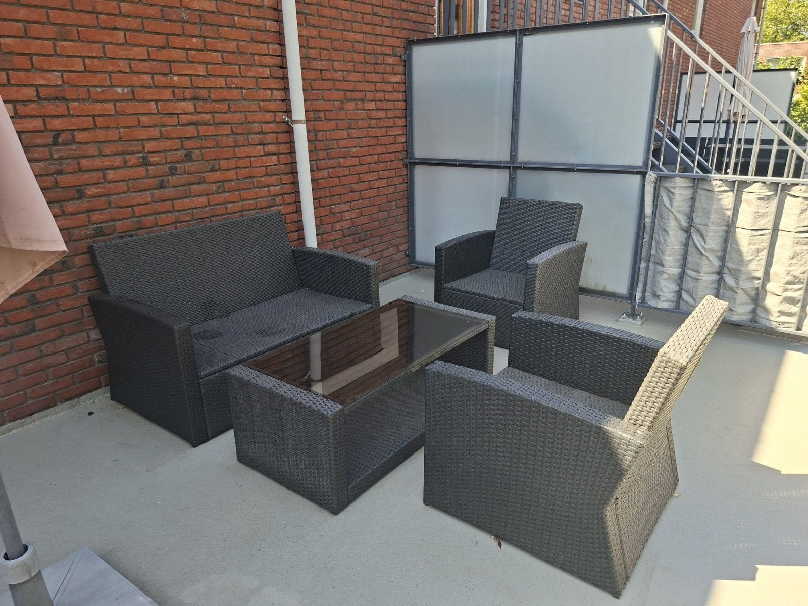 Wicker loungeset compleet met zitkussens, Ophalen, Gebruikt, Wicker, Bank