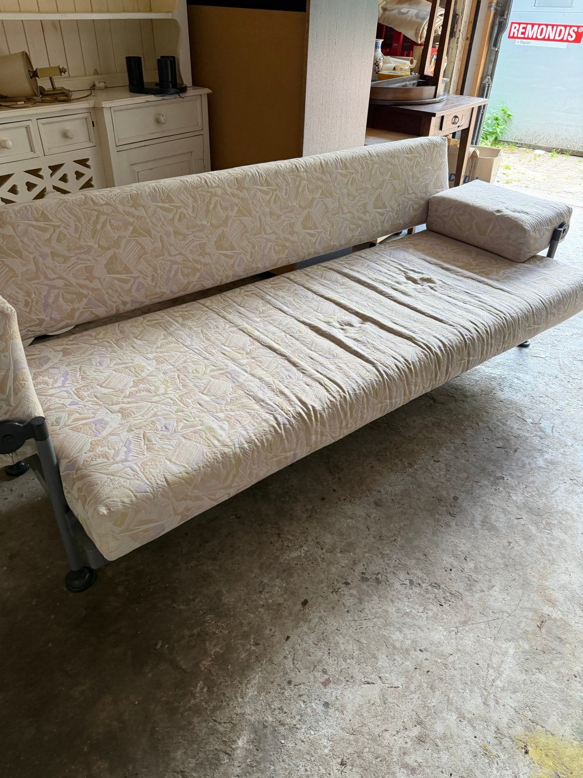 Vintage slaapbank jaren '70 - 200x75 cm, Ophalen, Gebruikt, Meerkleurig, Nvt