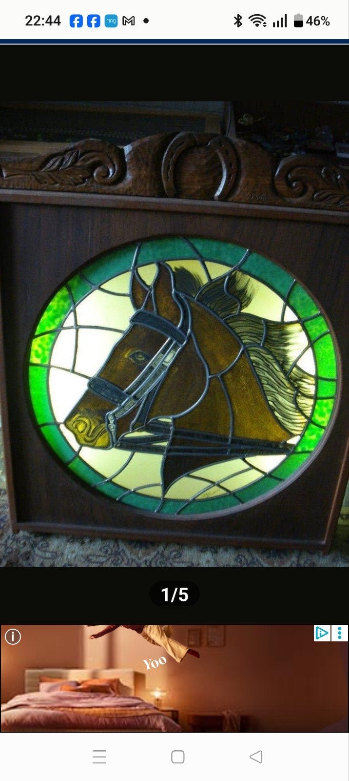 gebrandschilderd glas in lood Paard, Antiek en Kunst, Ophalen