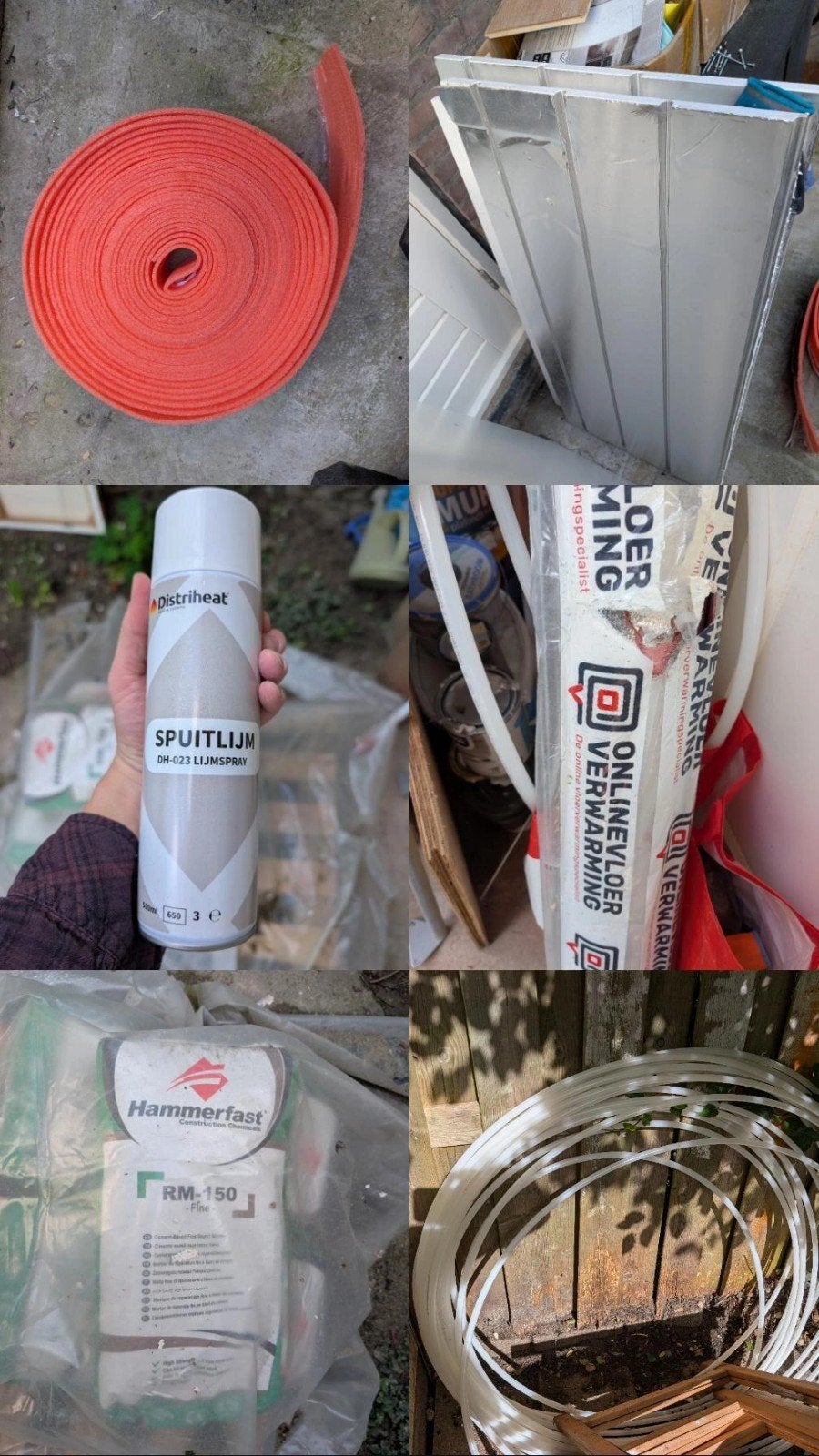 Vloerverwarming benodigdheden: Hammerfast, spuitlijm, buis, Ophalen, Minder dan 30 cm, Overige typen, Nieuw