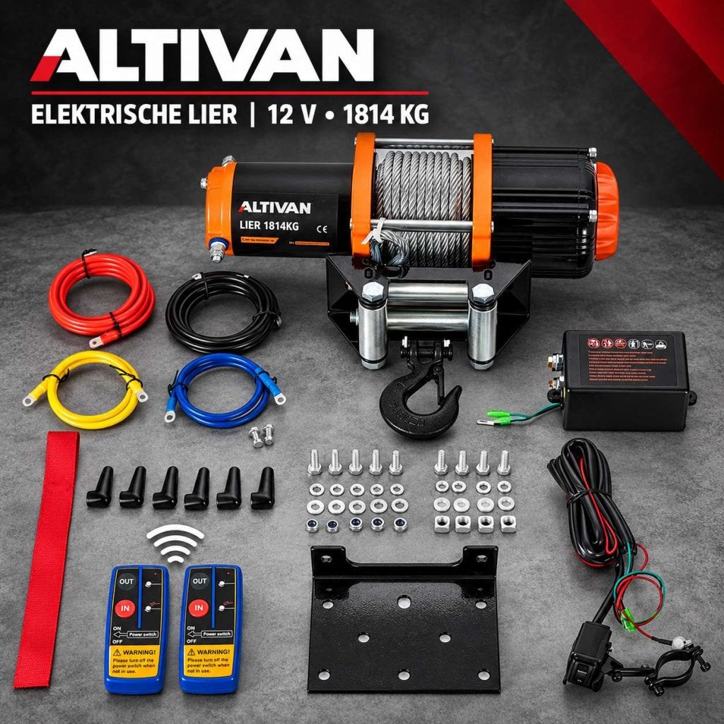 Altivan Elektrische lier 12V 1814kg staalkabel 13,5 meter, Ophalen, Altivan, <redacted>, Roodmus 280