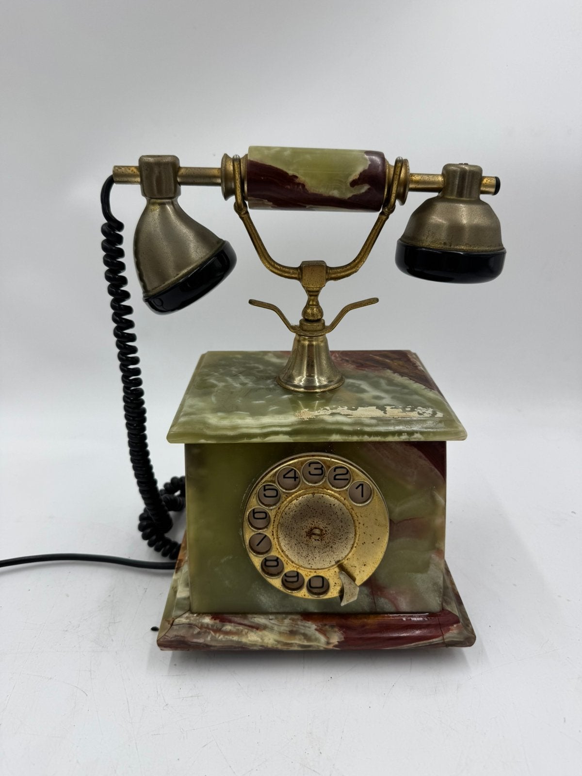 Vintage Retro Telefoon | Vierkant Groen & Bordeaux Onyx, Ophalen of Verzenden, Huis en Inrichting