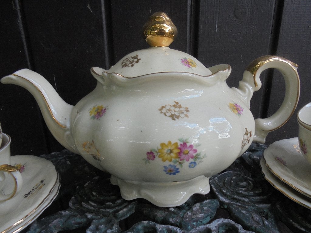J. Kronester Bavaria servies roze, gele en blauwe bloemetjes, Ophalen of Verzenden