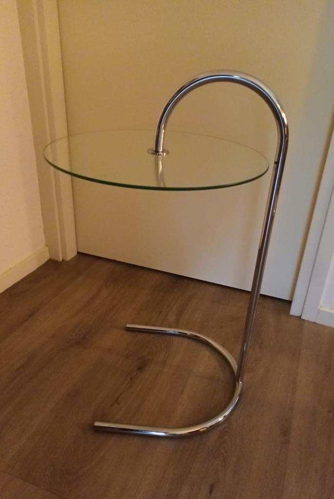 Vintage Design Bijzettafel Ry Chroom GlasTord Björklund IKEA, Huis en Inrichting, Tafels | Bijzettafels, Zo goed als nieuw, Rond