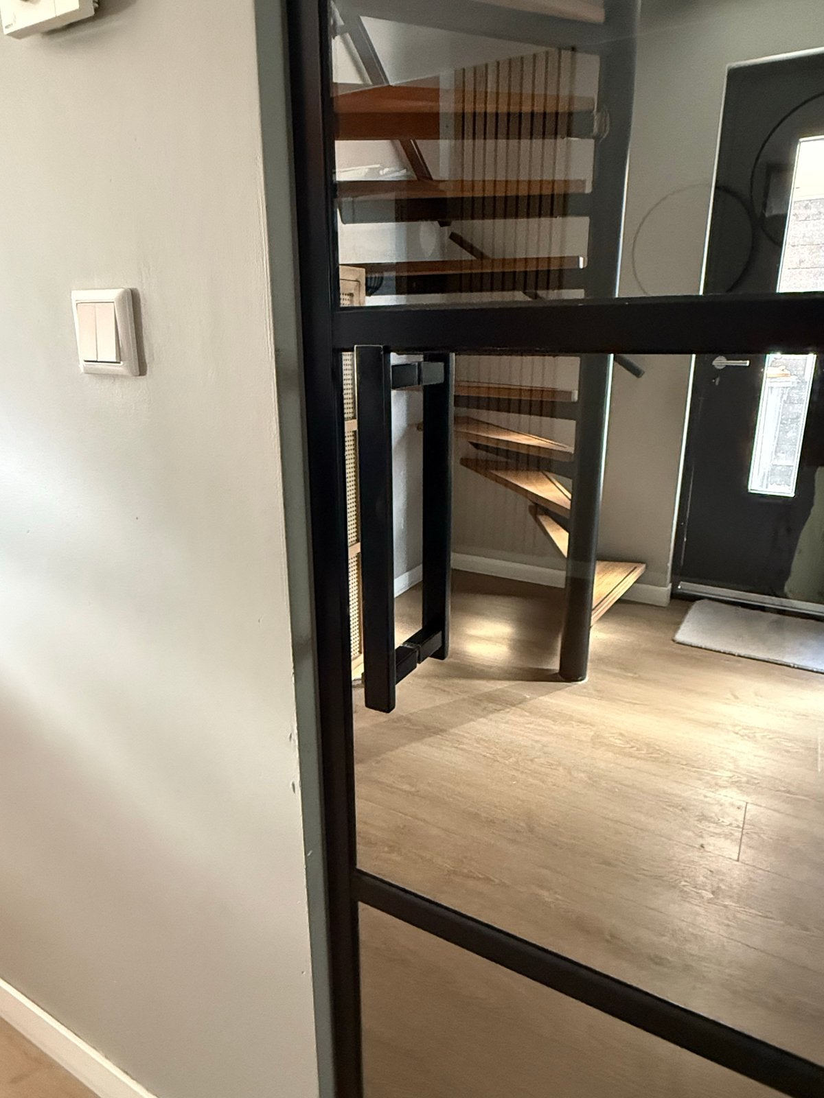 Stalen taatsdeur  met glas - Zwart, modern design, Ophalen, Gebruikt, 80 tot 100 cm, 215 cm of meer