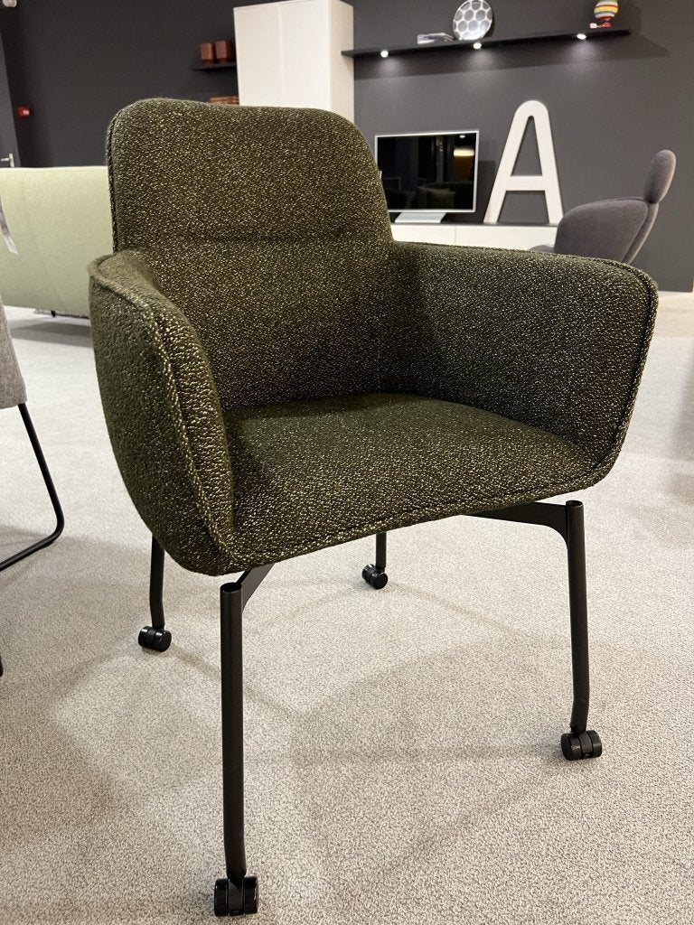 1 Nieuw Leolux Gyon eetkamerstoel groen stof design stoel, Leolux, Overige kleuren, Info@leolux.nl, Nieuw