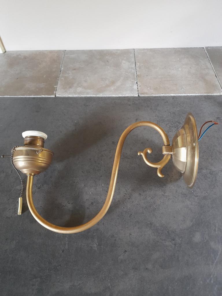 Koperkleurige Wandlamp met Trekkoord - 26cm Diep, Ophalen, Zo goed als nieuw, Metaal, Klassiek, Vintage