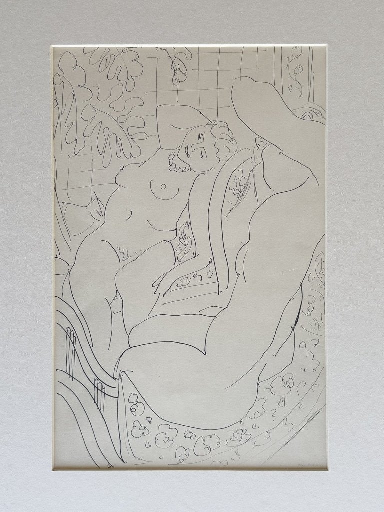 Henri Matisse print - heliogravure 1939 - lijntekening naakt, 40 cm, Verzenden, Overige technieken, 50 cm