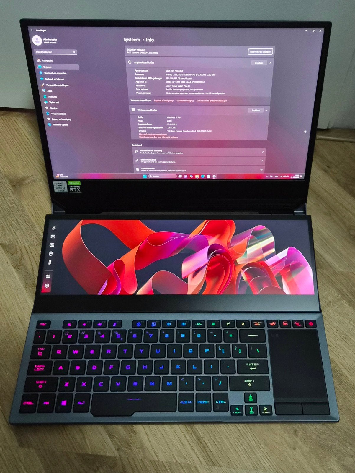 Asus Rog Zephyrus Duo 15 Gaming Laptop i7 RTX 2070, Computers en Software, Ophalen, Gebruikt, Met videokaart, Gaming
