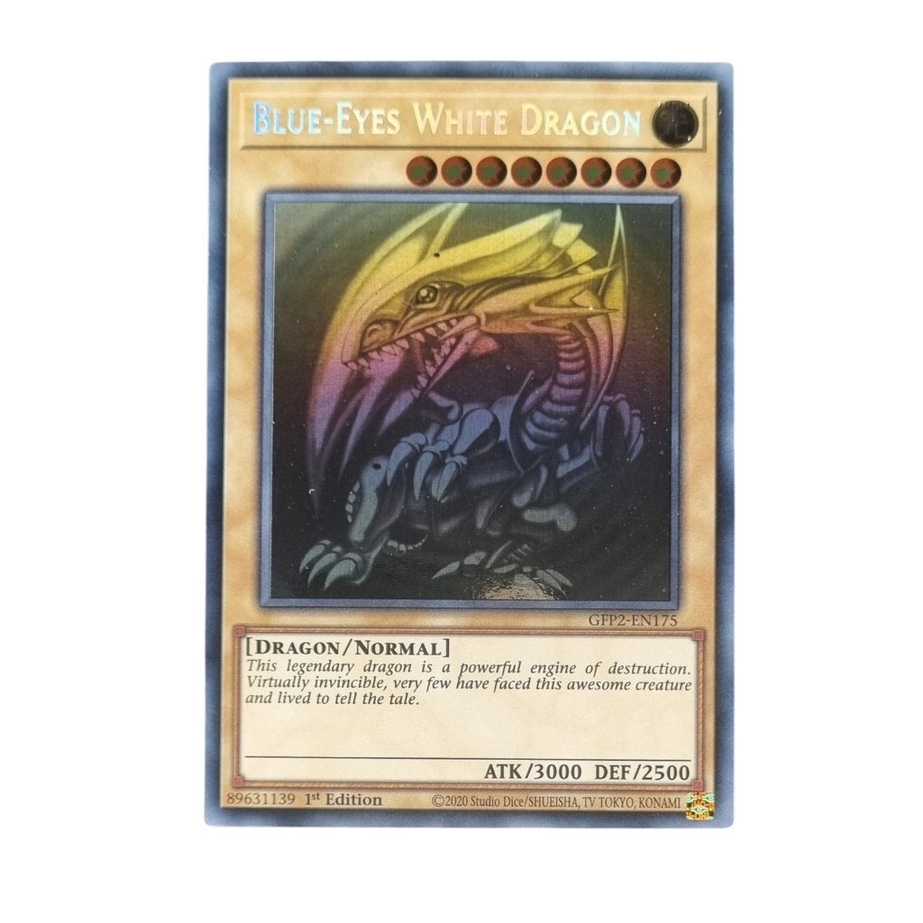 Blue Eyes White Dragon Ghost Rare (GFP2-EN175) 1st Ed., Ophalen of Verzenden, Zo goed als nieuw, Losse kaart, Foil