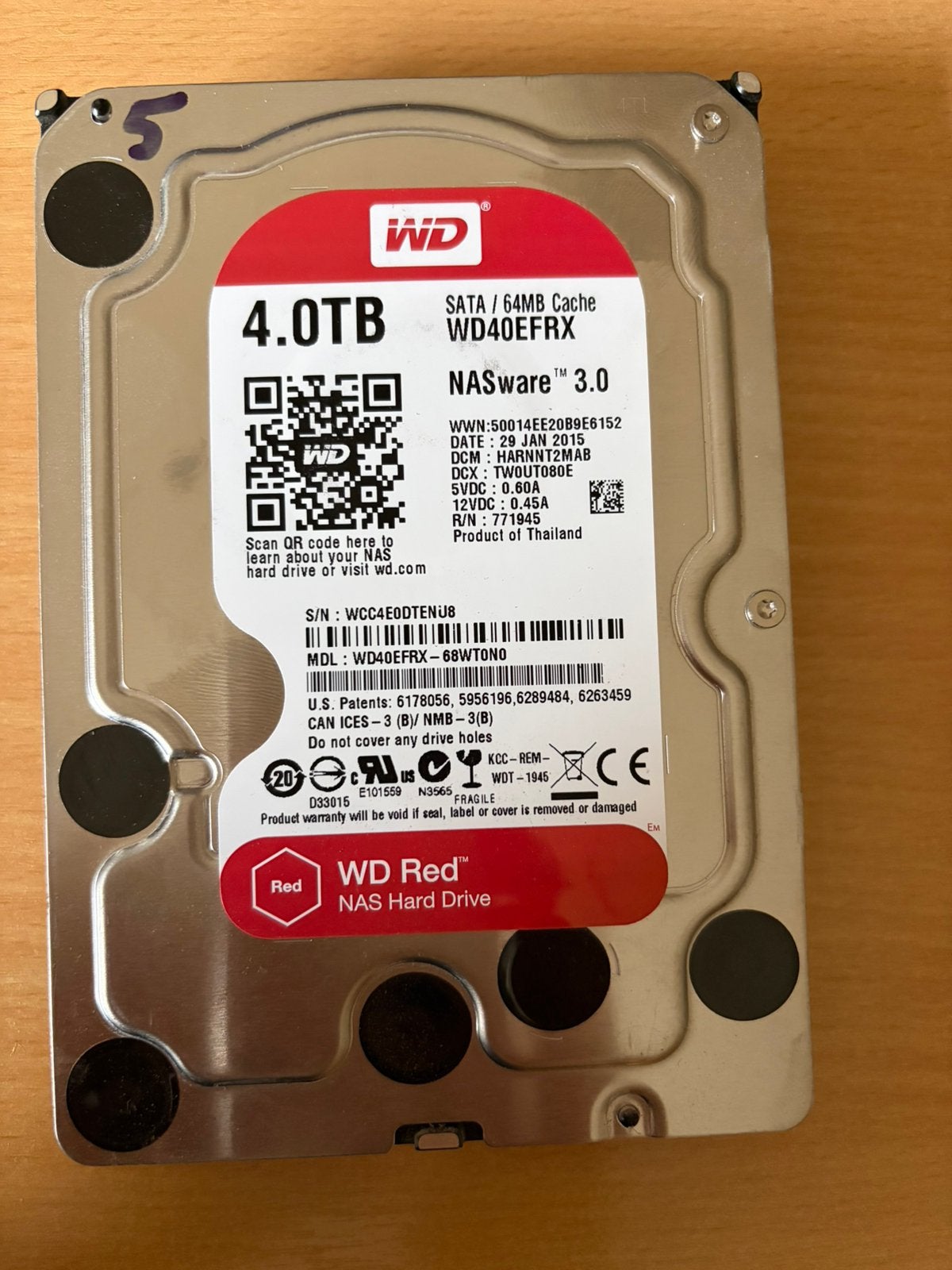Western Digital Red 4TB NAS Harde Schijf (WD40EFRX), Computers en Software, Harde schijven, Intern, Gebruikt, Server, Ophalen of Verzenden
